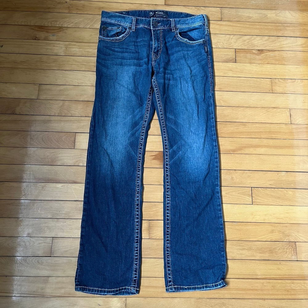 Silver Jeans Co Nash Straight Leg Mens Blue Denim Jeans 34x34 Medium Wash